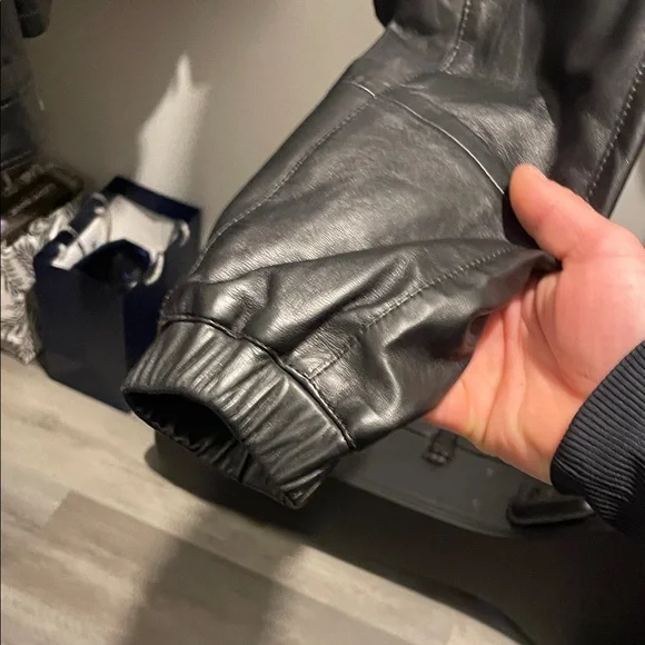 All Saints Payton  leather hooded jacket - Picture 4 of 8